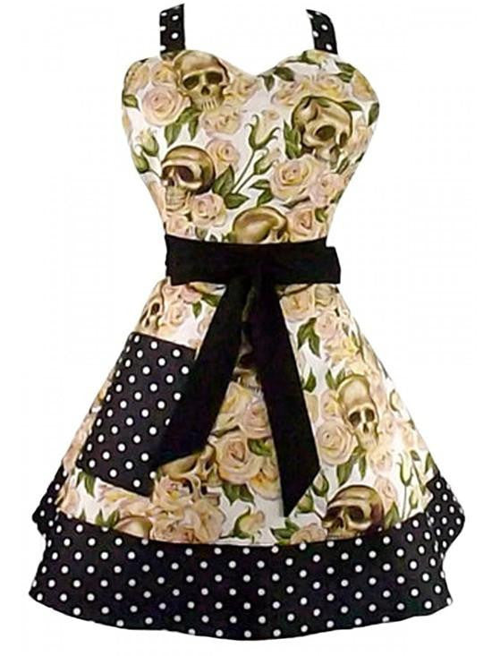 Skulls and Roses Two Tier Apron - Inked Shop