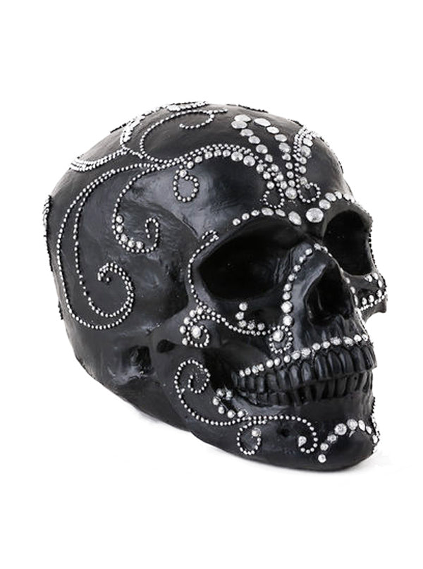 Studded Black Resin Skull