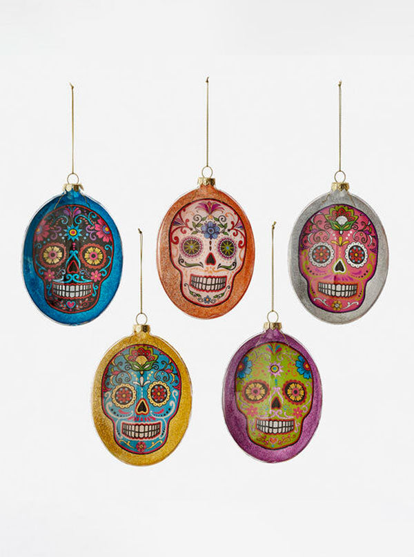 Assorted Skull Glass Ornaments