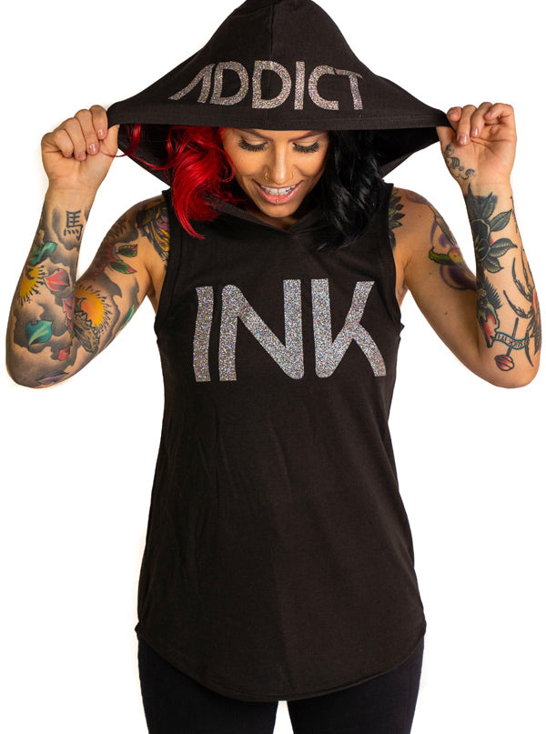 Women's INK III Glitter Sleeveless Hoodie