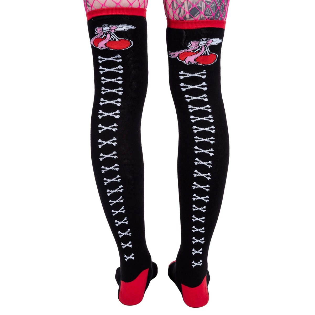 Women&#39;s Cherry Bow Thigh High Socks