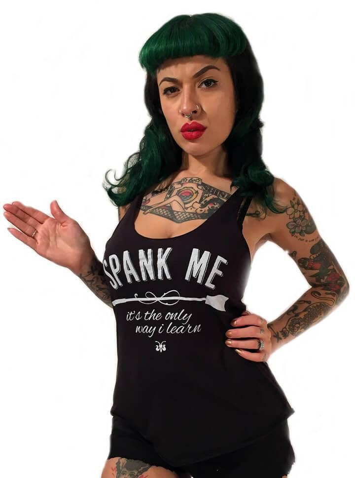 Women&#39;s &quot;Spank Me&quot; Tank by Gypsy Treasures (Black) - www.inkedshop.com