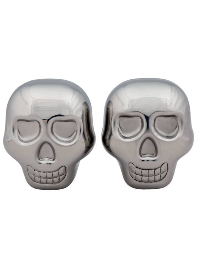&quot;Skull&quot; Whiskey Cubes (Silver) Set of 2 - www.inkedshop.com