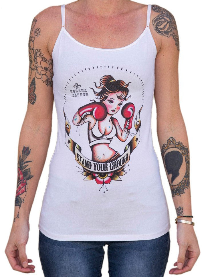 Women&#39;s &quot;Stand Your Ground&quot; Tank by Black Market Art (White) - www.inkedshop.com