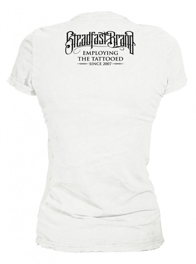 Women&#39;s &quot;Tattooed and Employed&quot; Tee by Steadfast Brand (White) - www.inkedshop.com