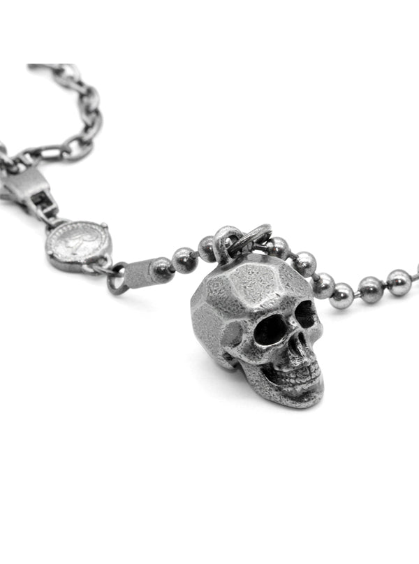 Steel Skull Beaded Necklace