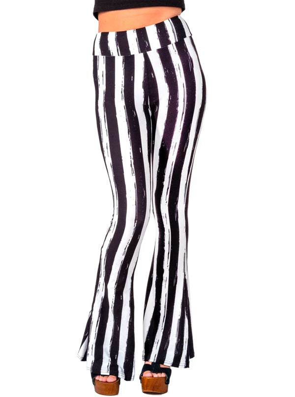 Women&#39;s Distressed Striped Bell Bottom Flares