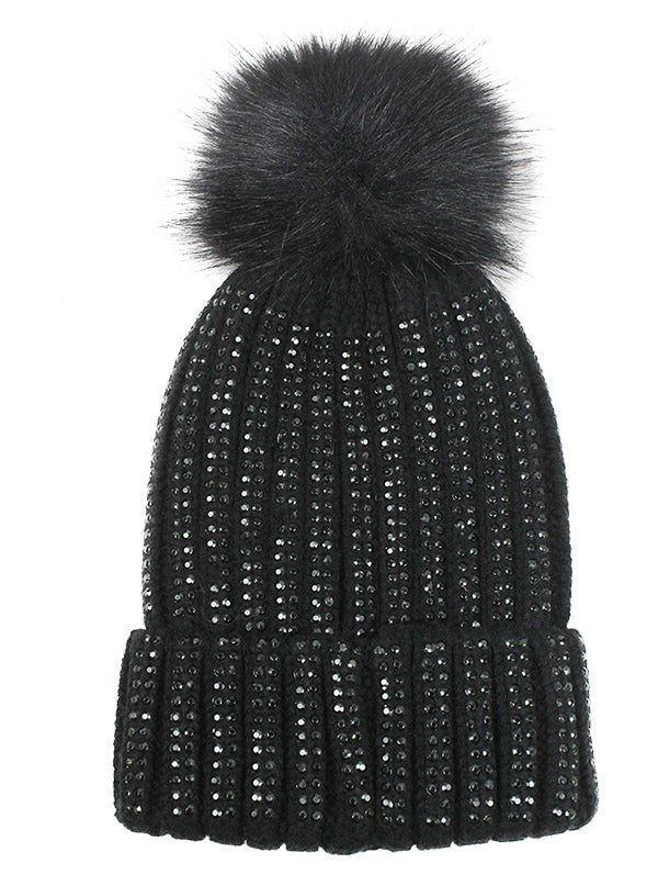 Studded Knit Pom Hat
