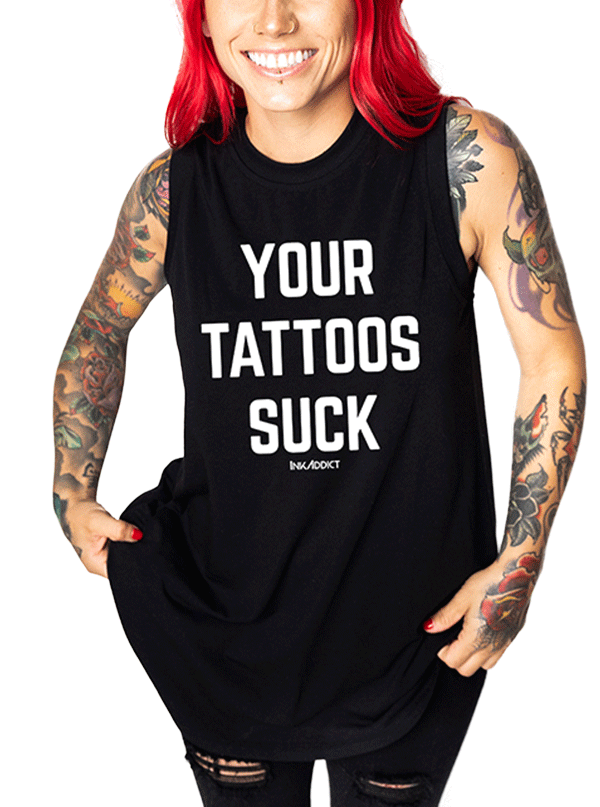 Women&#39;s Your Tattoos Suck Flowy Muscle Tank