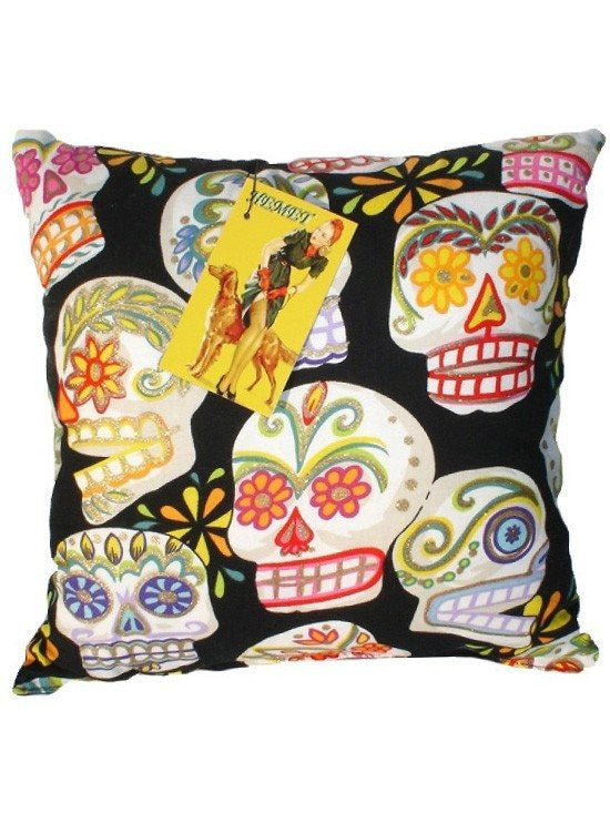 Sugar Skull Day of The Dead Throw Pillow by Hemet - InkedShop - 1