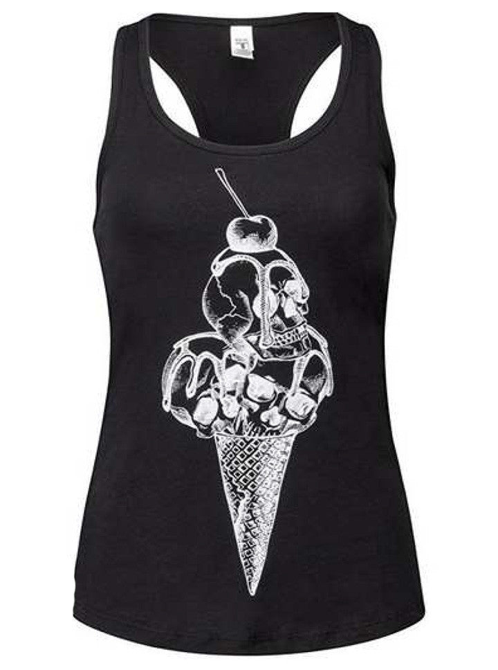Women&#39;s &quot;Goth Ice Cream Skull&quot; Tank by Pretty Attitude Clothing (Black) - www.inkedshop.com