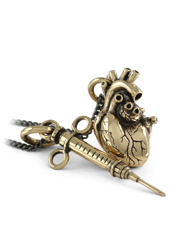 Anatomical Heart and Syringe Necklace