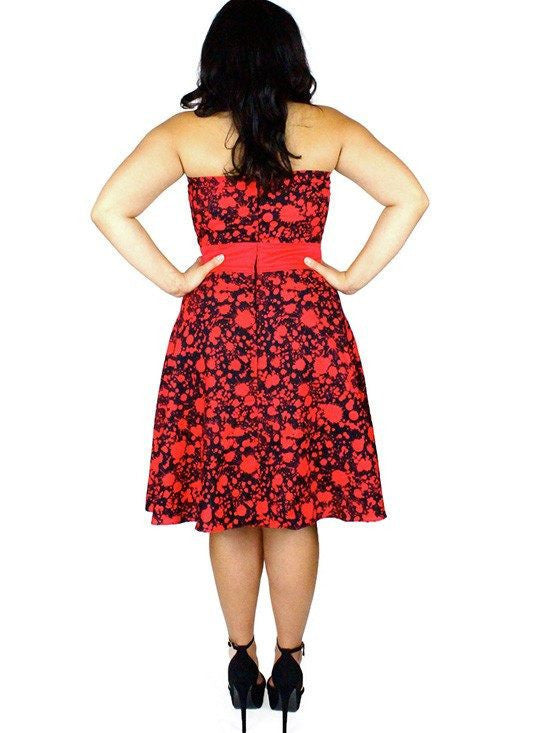 Women&#39;s &quot;Blood Splatter&quot; Strapless Dress by Hemet (Red) - www.inkedshop.com