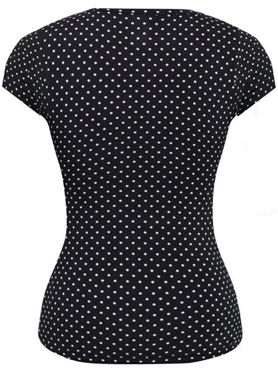 Women&#39;s &quot;Bombshell&quot; Polka Dot Top by Double Trouble Apparel (Black) - www.inkedshop.com