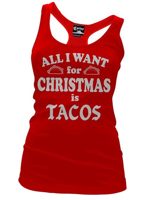 Women&#39;s All I Want For Christmas Is Tacos Racerback Tank