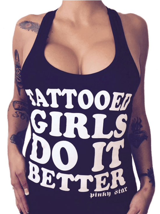 Women&#39;s &quot;Tattooed Girls Do It Better&quot; Racerback Tank by Pinky Star (Black) - www.inkedshop.com