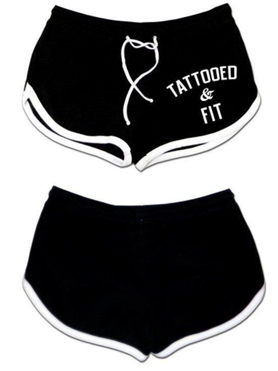 Women&#39;s &quot;Tattooed &amp; Fit&quot; Shorts by Pinky Star (Black) - www.inkedshop.com