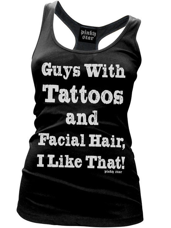 Women&#39;s &quot;Guys With Tattoos and Facial Hair&quot; Racerback Tank by Pinky Star (Black) - InkedShop - 2