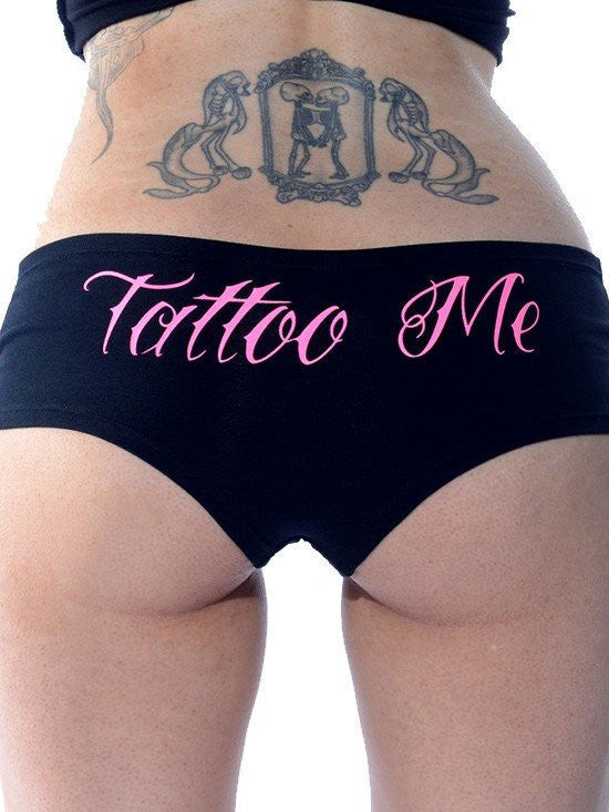 Women&#39;s &quot;Tattoo Me&quot; Booty Shorts by Cartel Ink (Black) - www.inkedshop.com