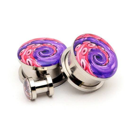 Octopus Tentacle Picture plugs by Mystic Metals - InkedShop - 1