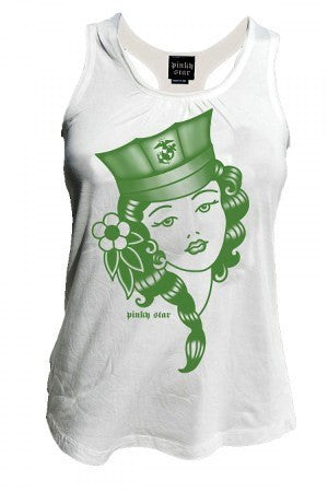 Women&#39;s &quot;The Marine Girl&quot; Racerback Tank by Pinky Star (White) - InkedShop - 3