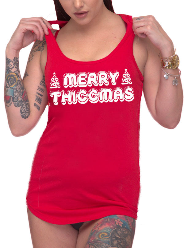Women&#39;s Merry Thiccmas Racerback Tank