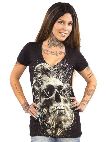 Women&#39;s &quot;Thoughtless&quot; V Neck Tee by Skygraphx (Black) - www.inkedshop.com