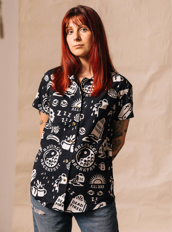Women&#39;s Dead Tired Button-Up Top