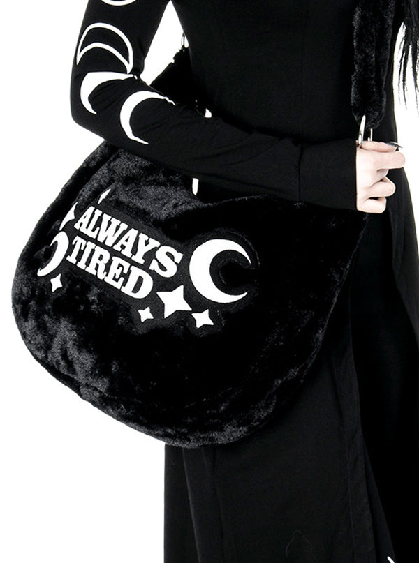 Always Tired Hobo Bag (Black Fur)