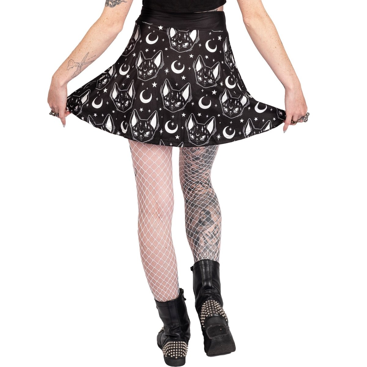 Women&#39;s Mystical Cat Familiar Skater Skirt