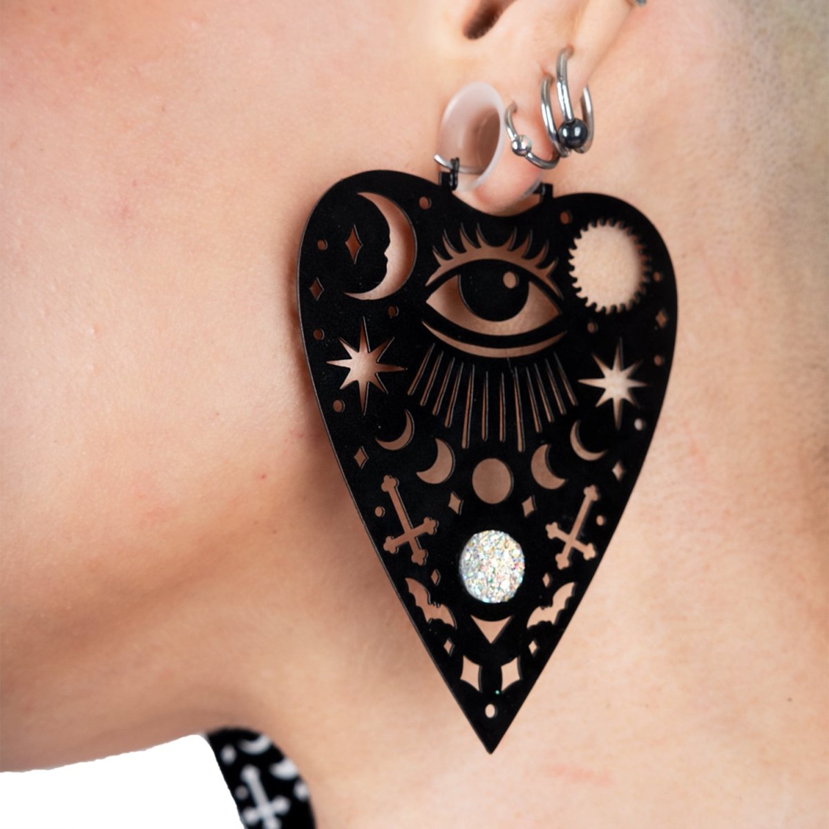 Mystical Ouija Planchette Hoop Earrings