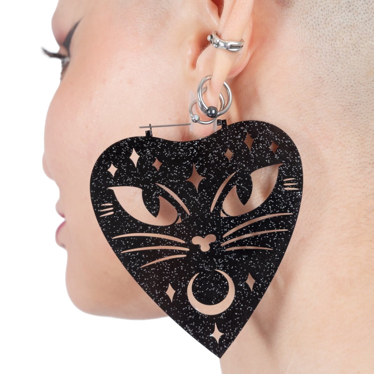 Ouija Cat Hoop Earrings