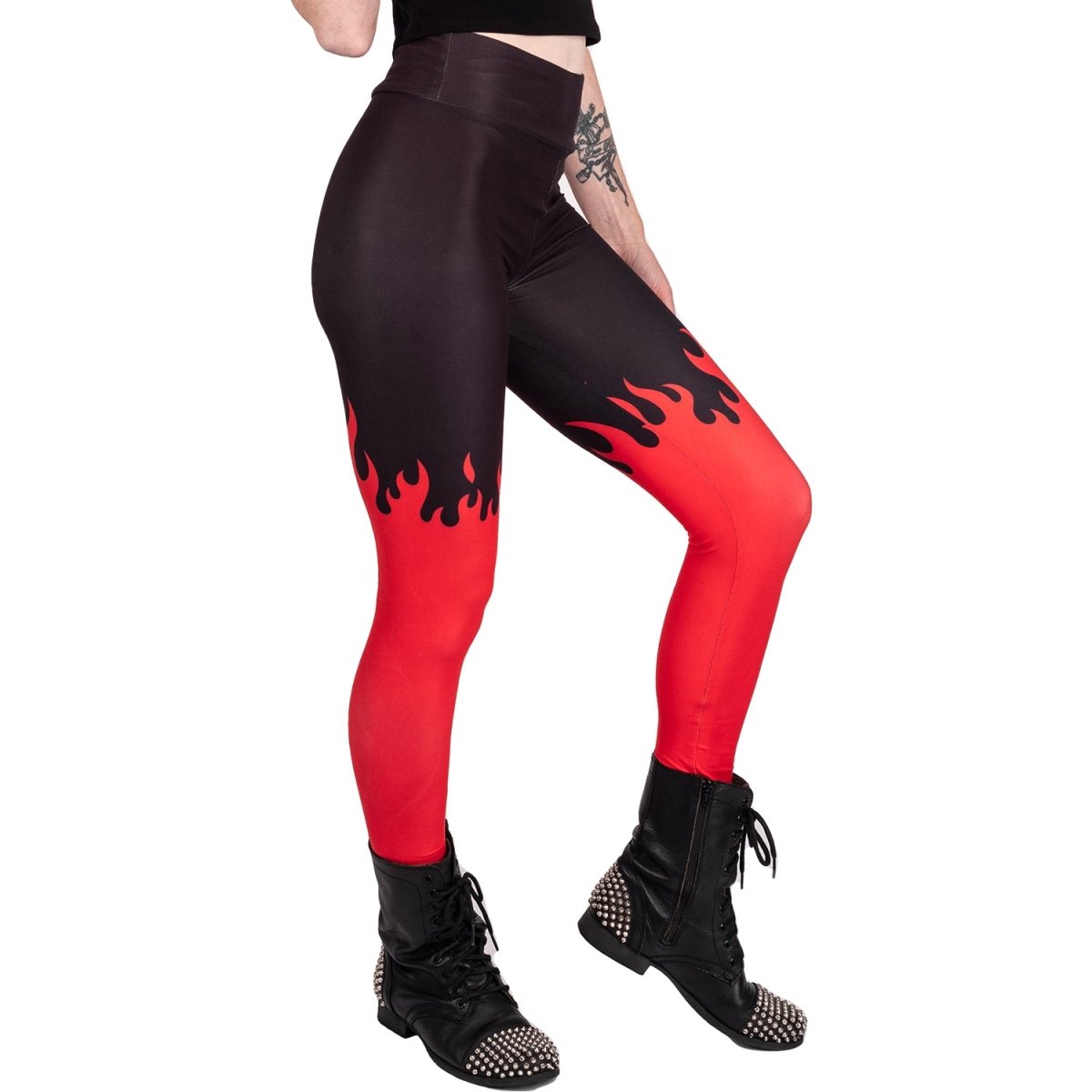 Women&#39;s Red Hot Fire High Waist Leggings