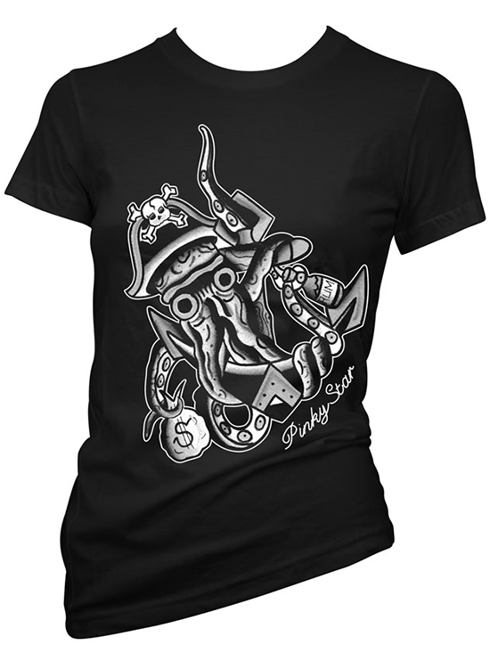 Women&#39;s &quot;Treasures of the Deep&quot; Tee by Pinky Star (Black/White) - www.inkedshop.com