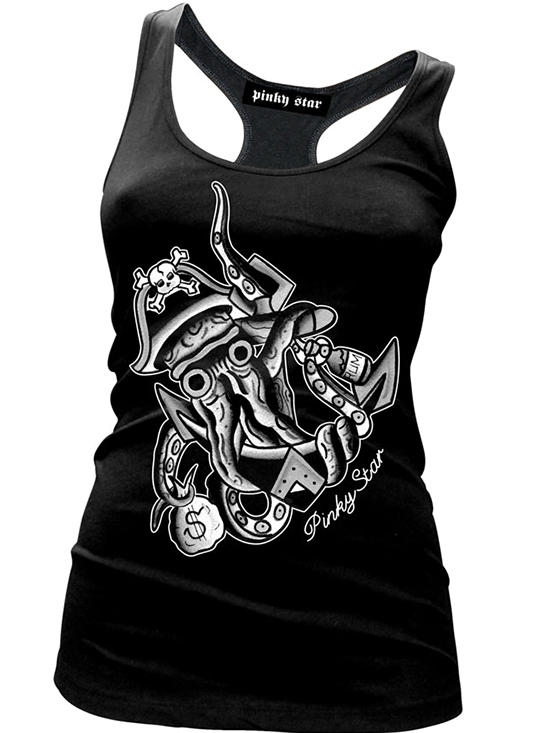 Women&#39;s &quot;Treasures of the Deep&quot; Tank by Pinky Star (Black/White) - www.inkedshop.com