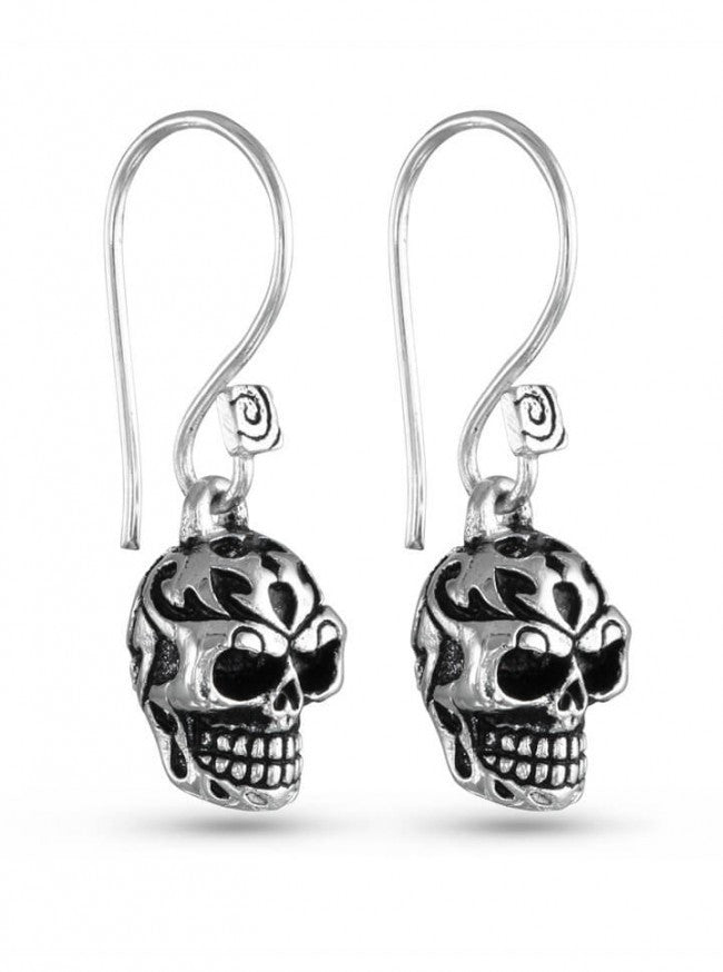 &quot;Tribal Human Skull&quot; Earrings by Lost Apostle (Antique Silver) - InkedShop - 1