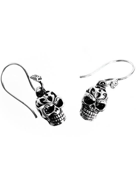 &quot;Tribal Human Skull&quot; Earrings by Lost Apostle (Antique Silver) - InkedShop - 2