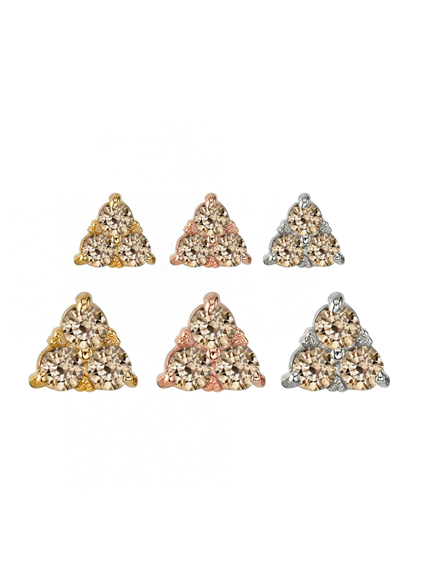 Threadless Beaded Tri-Prong Champagne CZ End