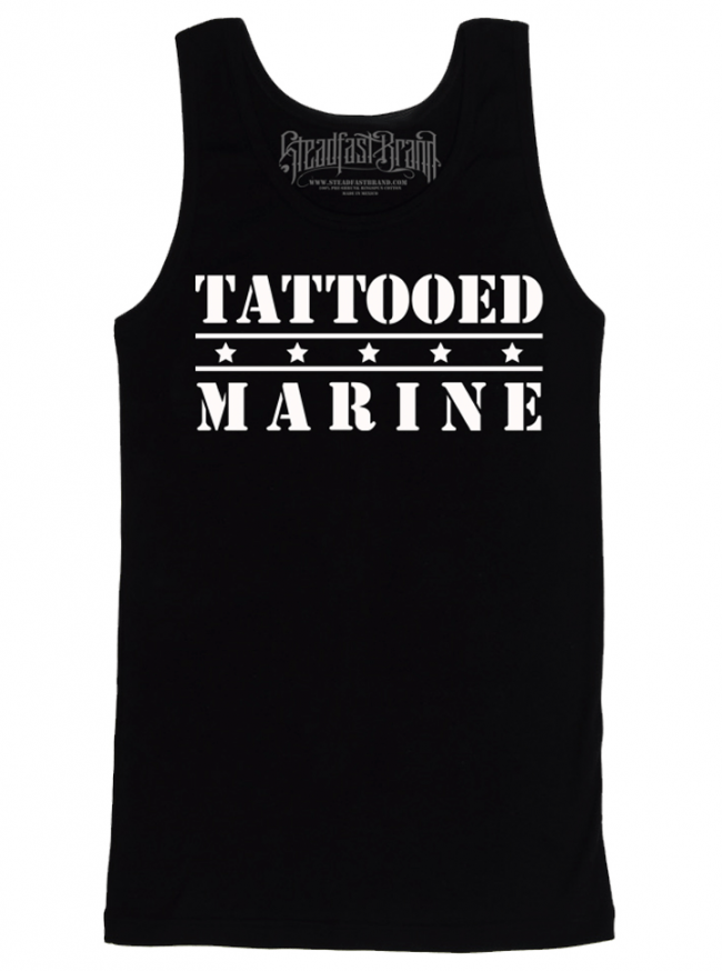 Men&#39;s &quot;Tattooed Marine&quot; Tank by Steadfast Brand (Black) - www.inkedshop.com