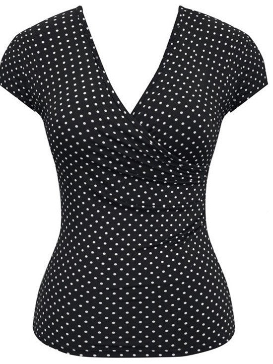 Women&#39;s &quot;Bombshell&quot; Polka Dot Top by Double Trouble Apparel (Black) - www.inkedshop.com