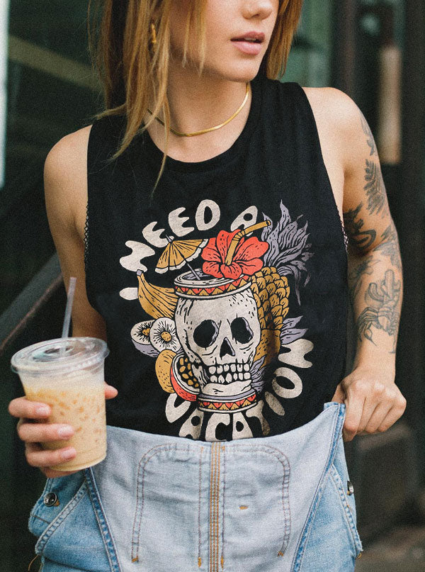 Women&#39;s I Need a Vacation Muscle Tee