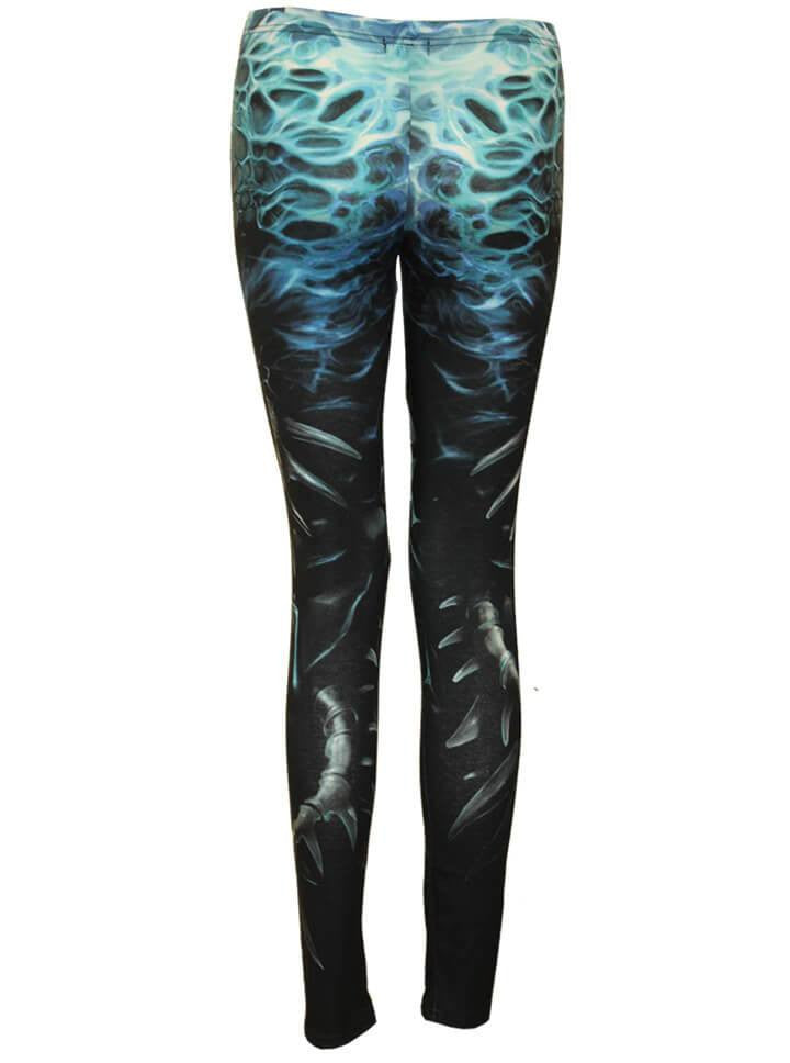 Women&#39;s &quot;Flaming Spine&quot; Allover Leggings by Spiral USA (Light Blue) - www.inkedshop.com