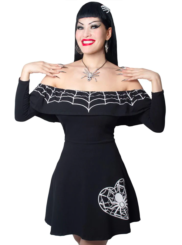 Women&#39;s Web Heart Ruffle Dress