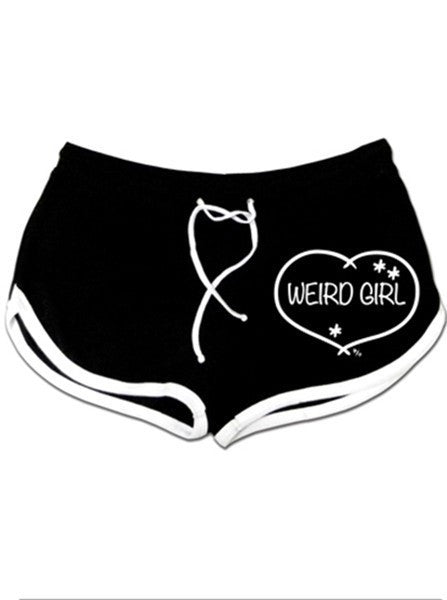 Women&#39;s &quot;Weird Girl&quot; Shorts by Pinky Star (Black) - www.inkedshop.com