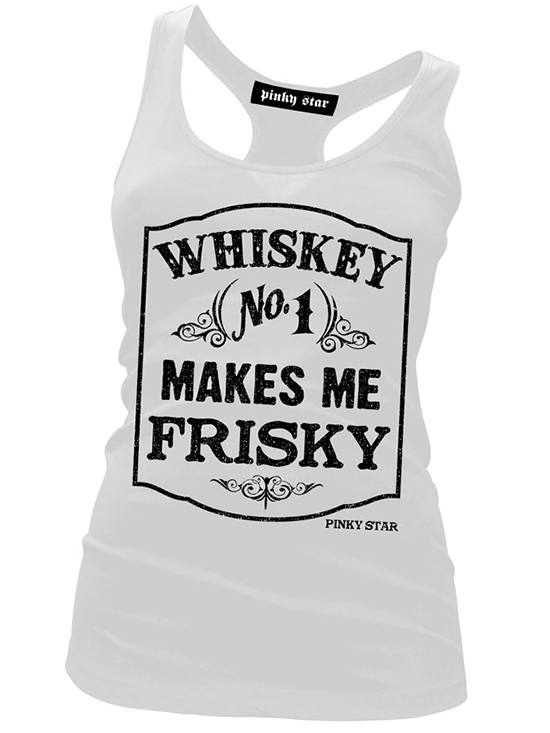 Women&#39;s &quot;Whiskey Makes Me Frisky&quot; Tank by Pinky Star (White) - www.inkedshop.com