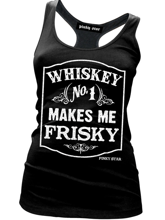 Women&#39;s &quot;Whiskey Makes Me Frisky&quot; Racerback Tank by Pinky Star (Black) - InkedShop - 2