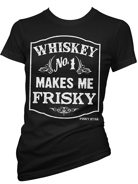 Women&#39;s &quot;Whiskey Makes Me Frisky&quot; Tee by Pinky Star (Black) - InkedShop - 2