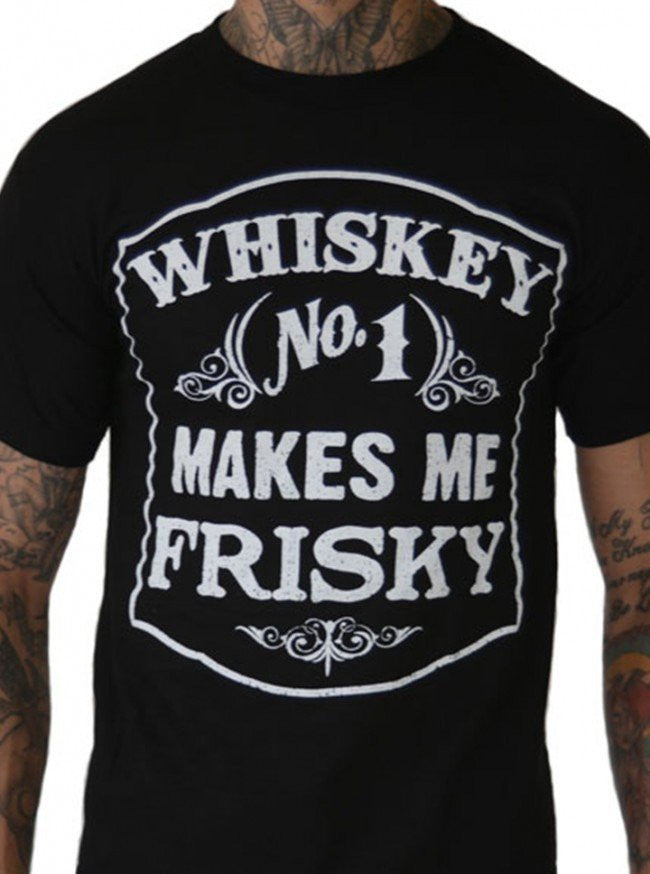 Men&#39;s &quot;Whiskey Makes Me Frisky&quot; Tee by Pinky Star (Black) - www.inkedshop.com