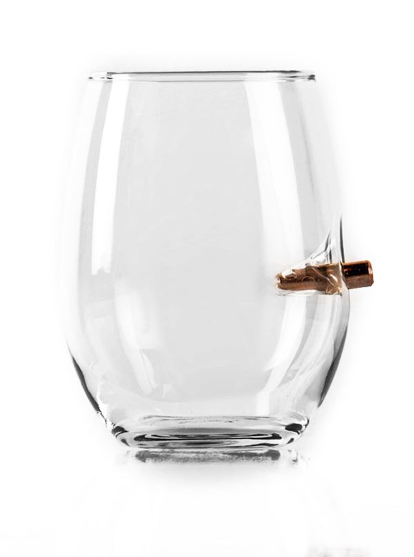 Bulletproof Wine Glass with Real Bullet