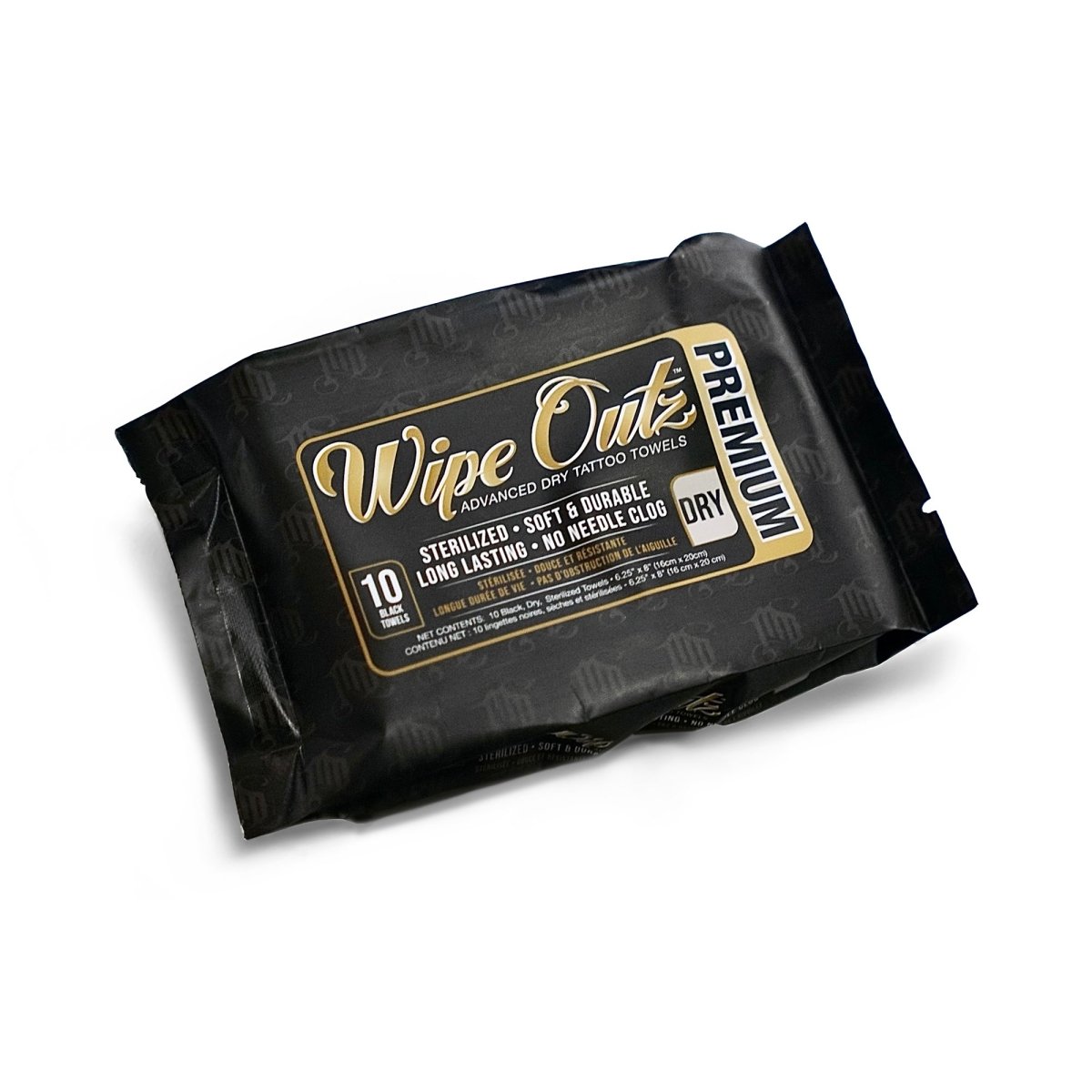 Wipe Outz Premium Dry Tattoo Towels (Black 10 Count)